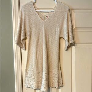 Junior Size Faded Glory Tan Short Sleeve Ribbed Tunic